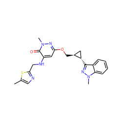 Cc1cnc(CNc2cc(OC[C@H]3C[C@@H]3c3nn(C)c4ccccc34)nn(C)c2=O)s1 ZINC000217643347