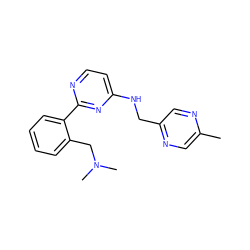 Cc1cnc(CNc2ccnc(-c3ccccc3CN(C)C)n2)cn1 ZINC000004264826
