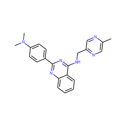Cc1cnc(CNc2nc(-c3ccc(N(C)C)cc3)nc3ccccc23)cn1 ZINC000004258528
