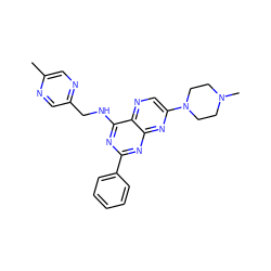 Cc1cnc(CNc2nc(-c3ccccc3)nc3nc(N4CCN(C)CC4)cnc23)cn1 ZINC000142745207