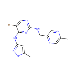 Cc1cnc(CNc2ncc(Br)c(Nc3cc(C)[nH]n3)n2)cn1 ZINC000084687994