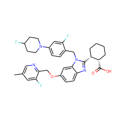 Cc1cnc(COc2ccc3nc([C@@H]4CCCC[C@@H]4C(=O)O)n(Cc4ccc(N5CCC(F)CC5)cc4F)c3c2)c(F)c1 ZINC000226031960