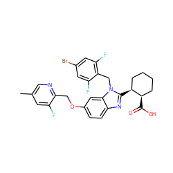Cc1cnc(COc2ccc3nc([C@H]4CCCC[C@H]4C(=O)O)n(Cc4c(F)cc(Br)cc4F)c3c2)c(F)c1 ZINC000218106978