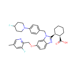 Cc1cnc(COc2ccc3nc([C@H]4CCCC[C@H]4C(=O)O)n(Cc4ccc(N5CCC(F)CC5)cc4)c3c2)c(F)c1 ZINC000226022517