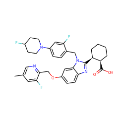 Cc1cnc(COc2ccc3nc([C@H]4CCCC[C@H]4C(=O)O)n(Cc4ccc(N5CCC(F)CC5)cc4F)c3c2)c(F)c1 ZINC000226031989