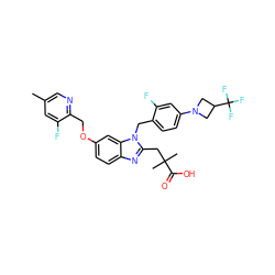 Cc1cnc(COc2ccc3nc(CC(C)(C)C(=O)O)n(Cc4ccc(N5CC(C(F)(F)F)C5)cc4F)c3c2)c(F)c1 ZINC000226016969