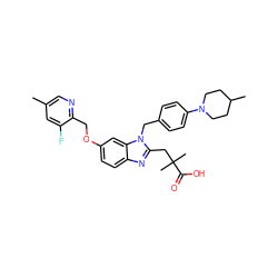 Cc1cnc(COc2ccc3nc(CC(C)(C)C(=O)O)n(Cc4ccc(N5CCC(C)CC5)cc4)c3c2)c(F)c1 ZINC000226021678