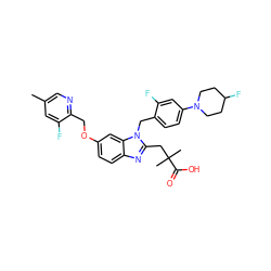 Cc1cnc(COc2ccc3nc(CC(C)(C)C(=O)O)n(Cc4ccc(N5CCC(F)CC5)cc4F)c3c2)c(F)c1 ZINC000226012200