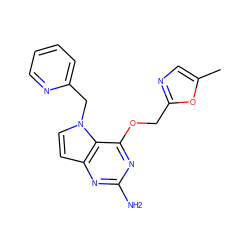 Cc1cnc(COc2nc(N)nc3ccn(Cc4ccccn4)c23)o1 ZINC001772656725