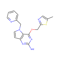 Cc1cnc(COc2nc(N)nc3ccn(Cc4ccccn4)c23)s1 ZINC001772572272