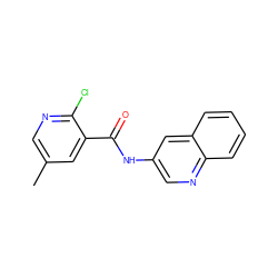 Cc1cnc(Cl)c(C(=O)Nc2cnc3ccccc3c2)c1 ZINC000064527269