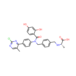 Cc1cnc(Cl)nc1-c1ccc(N(Cc2ccc(CN[C@@H](C)C(=O)O)cc2)C(=O)c2ccc(O)cc2O)cc1 ZINC000653767500