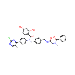 Cc1cnc(Cl)nc1-c1ccc(N(Cc2ccc(CNC(=O)CN(C)C(=O)c3ccccc3)cc2)C(=O)c2ccc(O)cc2O)cc1 ZINC000653750439