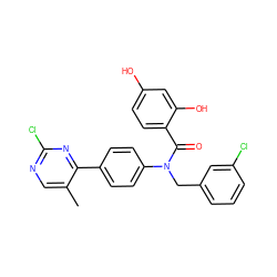 Cc1cnc(Cl)nc1-c1ccc(N(Cc2cccc(Cl)c2)C(=O)c2ccc(O)cc2O)cc1 ZINC000653775403