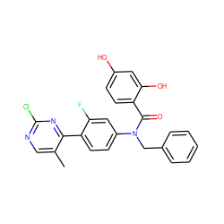 Cc1cnc(Cl)nc1-c1ccc(N(Cc2ccccc2)C(=O)c2ccc(O)cc2O)cc1F ZINC000653767990