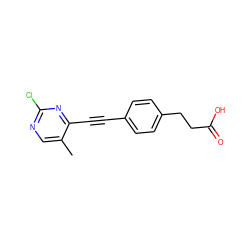 Cc1cnc(Cl)nc1C#Cc1ccc(CCC(=O)O)cc1 ZINC000072116785