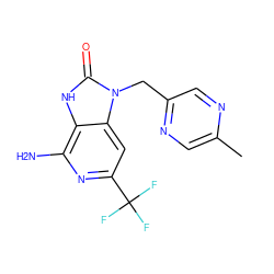 Cc1cnc(Cn2c(=O)[nH]c3c(N)nc(C(F)(F)F)cc32)cn1 ZINC000071318188