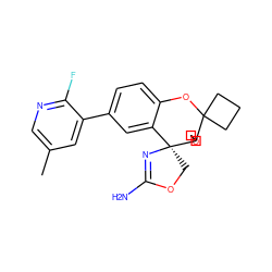 Cc1cnc(F)c(-c2ccc3c(c2)[C@@]2(COC(N)=N2)C2(COC2)C2(CCC2)O3)c1 ZINC000218633503