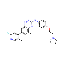 Cc1cnc(F)cc1-c1cc(C)c2nc(Nc3ccc(OCCN4CCCC4)cc3)nnc2c1 ZINC000028702749