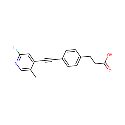 Cc1cnc(F)cc1C#Cc1ccc(CCC(=O)O)cc1 ZINC000072142331