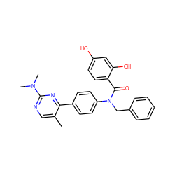 Cc1cnc(N(C)C)nc1-c1ccc(N(Cc2ccccc2)C(=O)c2ccc(O)cc2O)cc1 ZINC000653748767