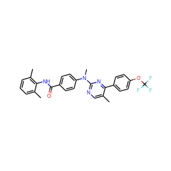 Cc1cnc(N(C)c2ccc(C(=O)Nc3c(C)cccc3C)cc2)nc1-c1ccc(OC(F)(F)F)cc1 ZINC000103241187