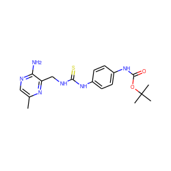 Cc1cnc(N)c(CNC(=S)Nc2ccc(NC(=O)OC(C)(C)C)cc2)n1 ZINC000071280776