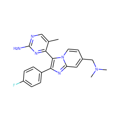 Cc1cnc(N)nc1-c1c(-c2ccc(F)cc2)nc2cc(CN(C)C)ccn12 ZINC000028963789