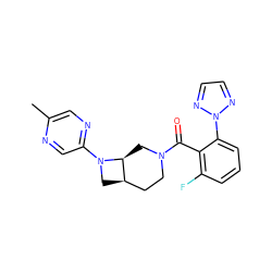 Cc1cnc(N2C[C@@H]3CCN(C(=O)c4c(F)cccc4-n4nccn4)C[C@@H]32)cn1 ZINC000149991052