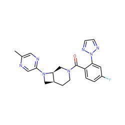 Cc1cnc(N2C[C@@H]3CCN(C(=O)c4ccc(F)cc4-n4nccn4)C[C@@H]32)cn1 ZINC000149745297