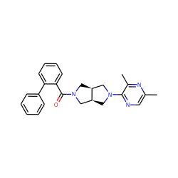 Cc1cnc(N2C[C@H]3CN(C(=O)c4ccccc4-c4ccccc4)C[C@H]3C2)c(C)n1 ZINC000116822232