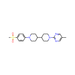 Cc1cnc(N2CCC(C3CCN(c4ccc(S(C)(=O)=O)cc4)CC3)CC2)nc1 ZINC000071333056