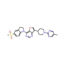 Cc1cnc(N2CCC(c3coc4c(N5CCc6cc(S(C)(=O)=O)ccc65)ncnc34)CC2)nc1 ZINC001772626578