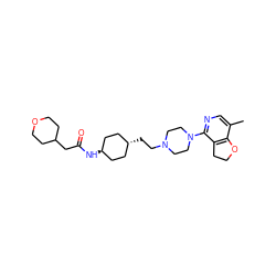 Cc1cnc(N2CCN(CC[C@H]3CC[C@H](NC(=O)CC4CCOCC4)CC3)CC2)c2c1OCC2 ZINC000261071465