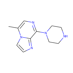 Cc1cnc(N2CCNCC2)c2nccn12 ZINC000011422387