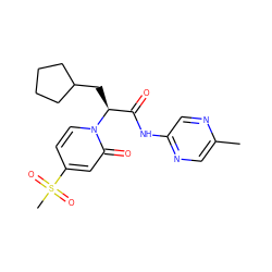 Cc1cnc(NC(=O)[C@H](CC2CCCC2)n2ccc(S(C)(=O)=O)cc2=O)cn1 ZINC000064526755