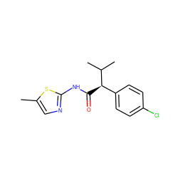 Cc1cnc(NC(=O)[C@H](c2ccc(Cl)cc2)C(C)C)s1 ZINC000003282389