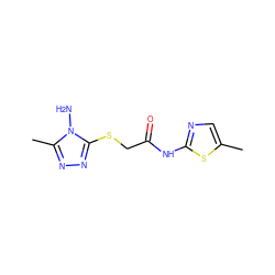 Cc1cnc(NC(=O)CSc2nnc(C)n2N)s1 ZINC000004679131