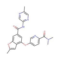 Cc1cnc(NC(=O)c2cc(Oc3ccc(C(=O)N(C)C)nc3)c3cc(C)oc3c2)cn1 ZINC000169329202