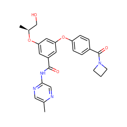 Cc1cnc(NC(=O)c2cc(Oc3ccc(C(=O)N4CCC4)cc3)cc(O[C@@H](C)CO)c2)cn1 ZINC000034631438