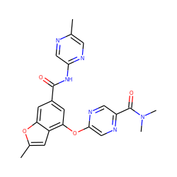 Cc1cnc(NC(=O)c2cc(Oc3cnc(C(=O)N(C)C)cn3)c3cc(C)oc3c2)cn1 ZINC000068246553