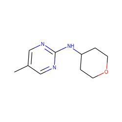 Cc1cnc(NC2CCOCC2)nc1 ZINC000063048620