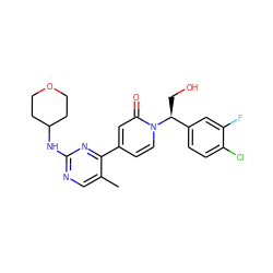 Cc1cnc(NC2CCOCC2)nc1-c1ccn([C@@H](CO)c2ccc(Cl)c(F)c2)c(=O)c1 ZINC000169701508