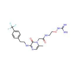 Cc1cnc(NCCc2ccc(C(F)(F)F)cc2)c(=O)n1CC(=O)NCCONC(=N)N ZINC000049037661