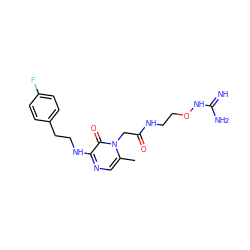 Cc1cnc(NCCc2ccc(F)cc2)c(=O)n1CC(=O)NCCONC(=N)N ZINC000049037685