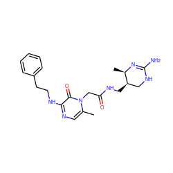 Cc1cnc(NCCc2ccccc2)c(=O)n1CC(=O)NC[C@@H]1CNC(N)=N[C@@H]1C ZINC000013919203