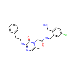 Cc1cnc(NCCc2ccccc2)c(=O)n1CC(=O)NCc1cc(Cl)ccc1CN ZINC000013553593