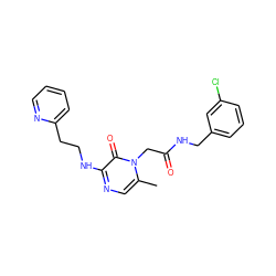 Cc1cnc(NCCc2ccccn2)c(=O)n1CC(=O)NCc1cccc(Cl)c1 ZINC000066078248