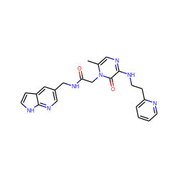 Cc1cnc(NCCc2ccccn2)c(=O)n1CC(=O)NCc1cnc2[nH]ccc2c1 ZINC000013488049