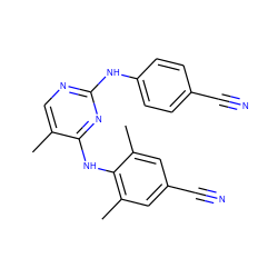 Cc1cnc(Nc2ccc(C#N)cc2)nc1Nc1c(C)cc(C#N)cc1C ZINC000005930691